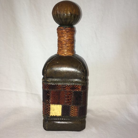 Vtg.Italian Leather Wrapped Glass Decanter